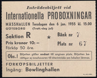 JOHANSSON, INGEMAR-ANSELL ADAMS STUBLESS TICKET (1955)