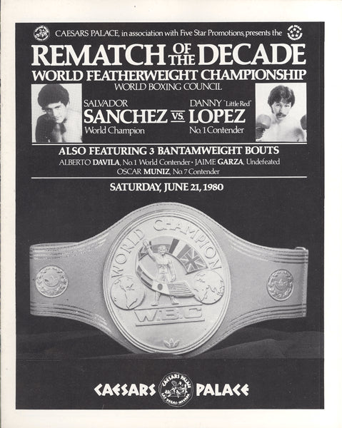SANCHEZ, SALVADOR-DANNY "LITTLE RED" LOPEZ II OFFICIAL PROGRAM (1980)