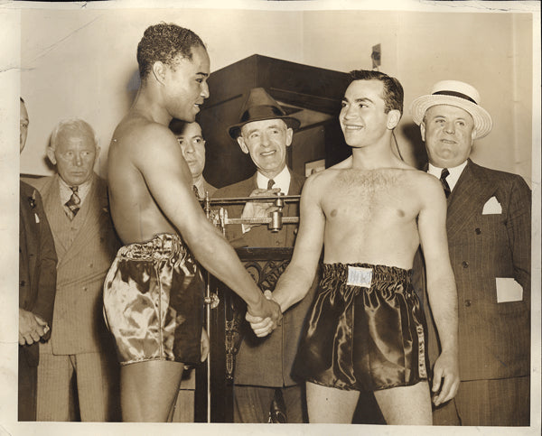 ARMSTRONG, HENRY-BARNEY ROSS WIRE PHOTO (1938-WEIGHING IN)