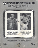 HAGLER, MARVIN-LOUCIF HAMANI OFFICIAL PROGRAM (1980-SIGNED BY HAGLER)