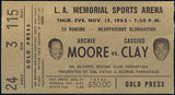 CLAY, CASSIUS-ARCHIE MOORE STUBLESS TICKET (1963-PSA/DNA)