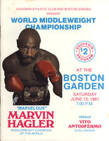 HAGLER, MARVIN-VITO ANTUOFERMO OFFICIAL PROGRAM (1981)