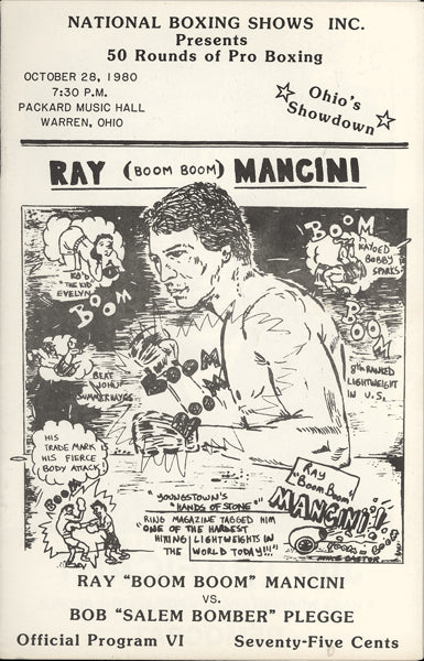 MANCINI, RAY "BOOM BOOM"-BOBBY PLEGGE )FFICIAL PROGRAM (1980-MANCINI 14TH PRO FIGHT)