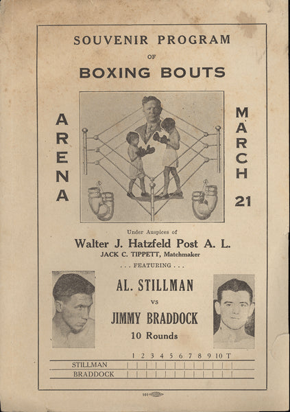 BRADDOCK, JAMES J.-AL STILLMAN OFFICIAL PROGRAM (1933)