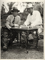 RICKARD, TEX & CHARLIE HARVEY WIRE PHOTO (SIGNING CONTRACT FOR TUNNEY_HEENEY FIGHT-1928)