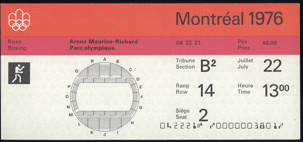 1976 OLYMPIC BOXING FULL TICKET (LEONARD)