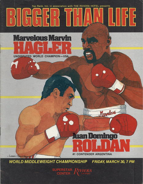 HAGLER, MARVIN-JUAN ROLDAN OFFICIAL PROGRAM (1984)