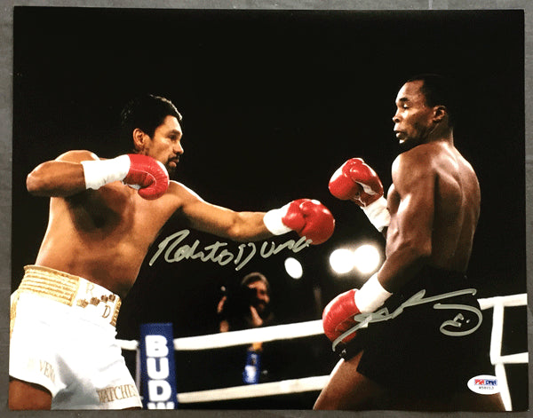 LEONARD, SUGAR RAY & ROBERTO DURAN SIGNED LARGE FORMAT PHOTOGRAPH (PSA/DNA)