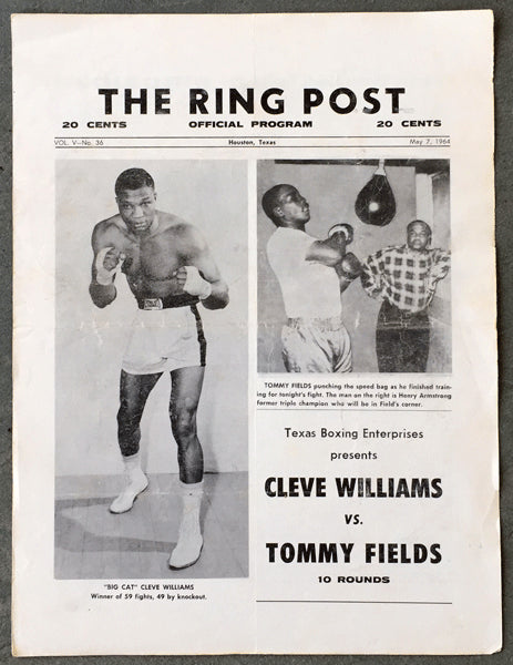 WILLIAMS, CLEVELAND-TOMMY FIELDS OFFICIAL PROGRAM (1964)