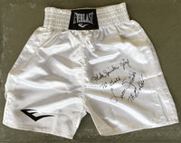 SPINKS, MICHAEL & LEON SPINKS SIGNED BOXING TRUNKS (JSA AUTHENTICATED)
