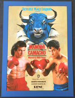 MANCINI, RAY "BOOM BOOM"-HECTOR "MACHO" CAMACHO SIGNED ON SITE POSTER (1989-SIGNED BY BOTH)