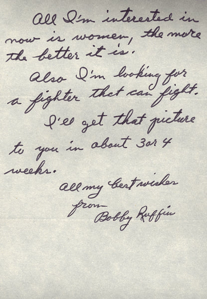 RUFFIN, BOBBY HAND WRITTEN LETTER