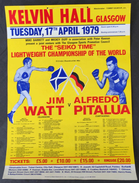 WATT, JIM-ALFREDO PITALUA ON SITE POSTER (1979-WATT WINS LIGHTWEIGHT TITLE)