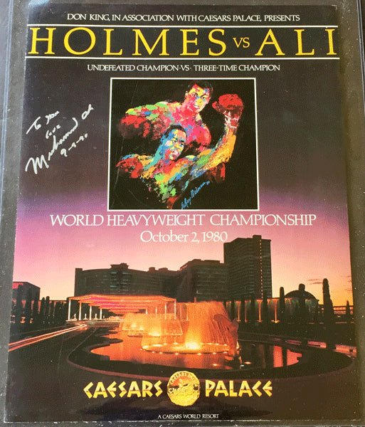 ALI, MUHAMMAD-LARRY HOLMES SIGNED ON SITE POSTER (1980)