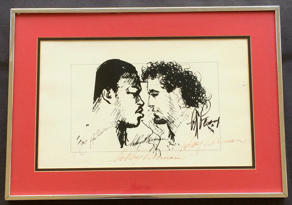 HOLMES, LARRY-GERRY COONEY SIGNED NEIMAN PRINT (1982-SIGNED BY HOLMES, COONEY, NEIMAN)