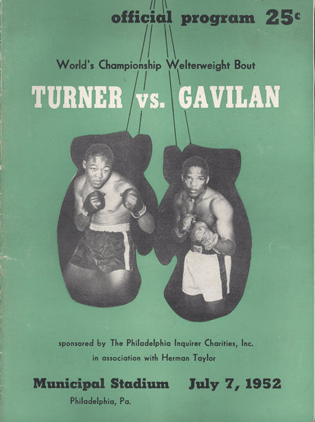 GAVILAN, KID-GIL TURNER OFFICIAL PROGRAM (1952)