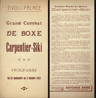 SIKI, BATTLING-GEORGES CARPENTIER POST FIGHT PROGRAM (1922)