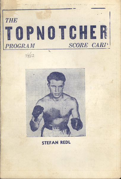 BACKUS, BILLY-RANDY SANDERS OFFICIAL PROGRAM (1962-BACKUS 2ND PRO FIGH ...