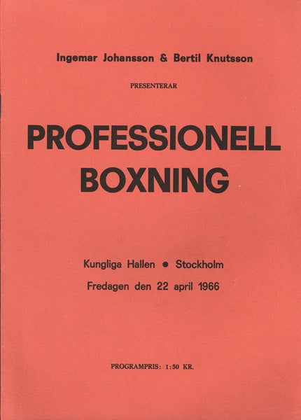 JOHANSSON, INGEMAR-KARL MILDENBERGER EXHIBITION PROGRAM 1966)