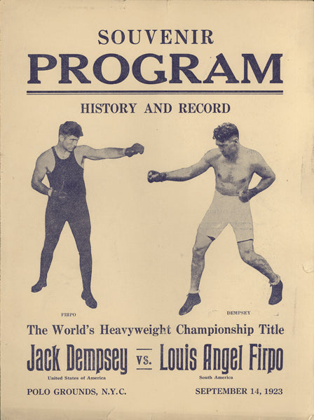 DEMPSEY, JACK-LUIS FIRPO OFFICIAL SOUVENIR PROGRAM (1923)