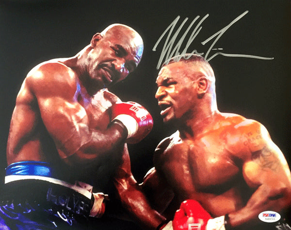 TYSON, MIKE SIGNED LARGE FORMAT PHOTO (PSA/DNA AUTHENTICATED-HOLYFIELD FIGHT)