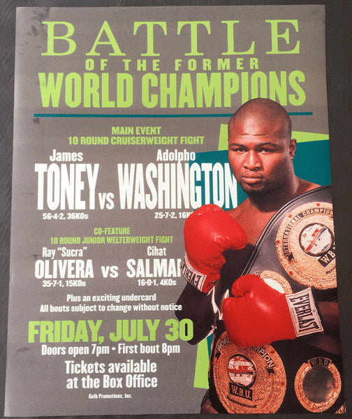 TONEY, JAMES "LIGHTS OUT"-ADLPHO WASHINGTON ON SITE POSTER (1999)