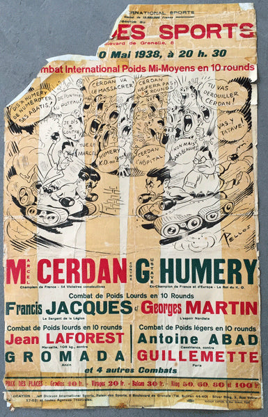 CERDAN, MARCEL-GUSTAVE HUMERY ON SITE POSTER (1938)
