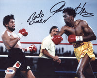 HEARNS, THOMAS "HITMAN"-ROBERTO DURAN SIGNED  PHOTO (PSA/DNA AUTHENTICATED)