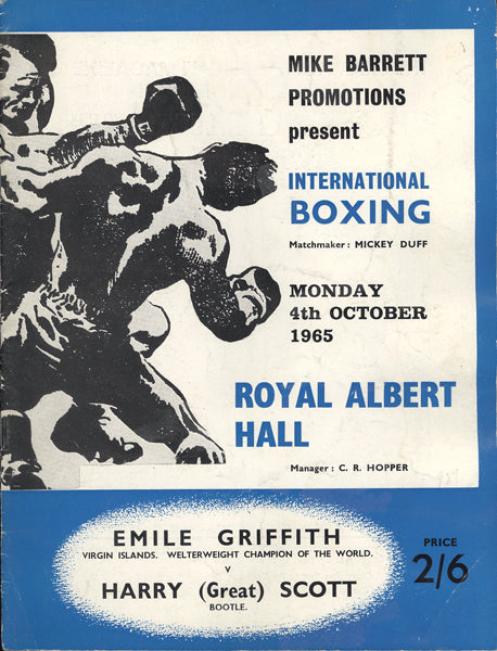 GRIFFITH, EMILE-HARRY SCOTT OFFICIAL PROGRAM (1965)