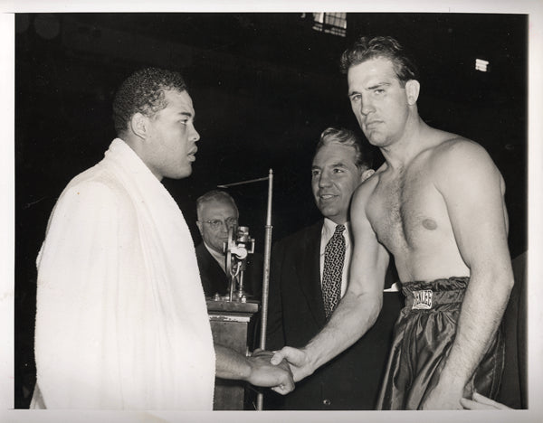 LOUIS, JOE-BILLY CONN II WIRE PHOTO (1946-WEIGH IN)