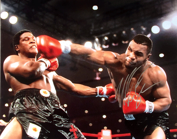TYSON, MIKE SIGNED LARGE FORMAT PHOTO (BERBICK FIGHT)