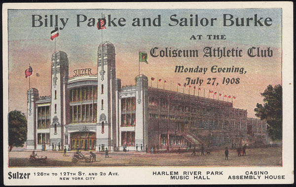 PAPKE, BILLY & SAILOR BURKE EXHIBITION POSTCARD (1908)
