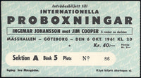 JOHANSSON, INGEMAR-JIM COOPER EXHIBITION TICKET (1961)