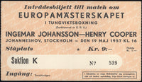 JOHANSSON, INGEMAR-HENRY COOPER ORIGINAL TICKET (1957)