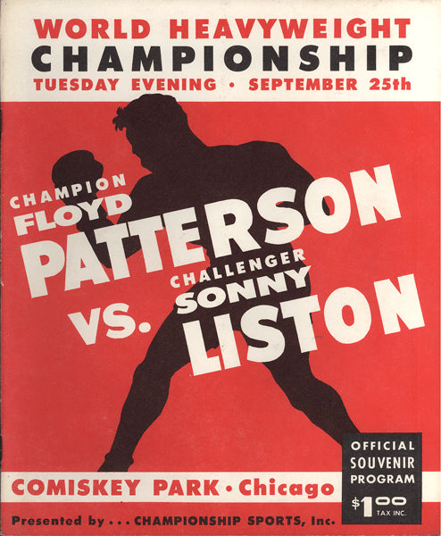 LISTON, SONNY-FLOYD PATTERSON I OFFICIAL PROGRAM (1962)