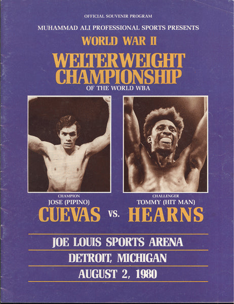 HEARNS, TOMMY-PIPINO CUEVAS OFFICIAL PROGRAM (1980)