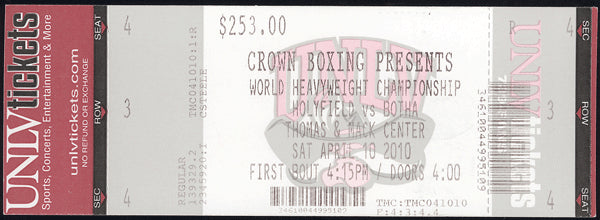 HOLYFIELD, EVANDER-FRANS BOTHA FULL TICKET (2010)