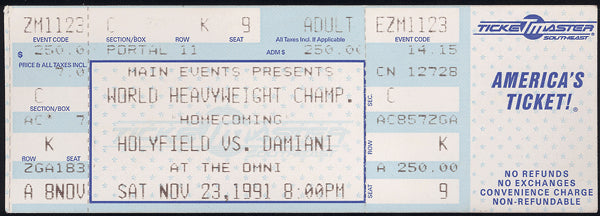 HOLYFIELD, EVANDER-FRANCISCO DAMIANI FULL TICKET (1991)