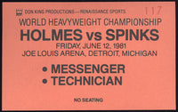 HOLMES, LARRY-LEON SPINKS MESSENGER PASS (1981)