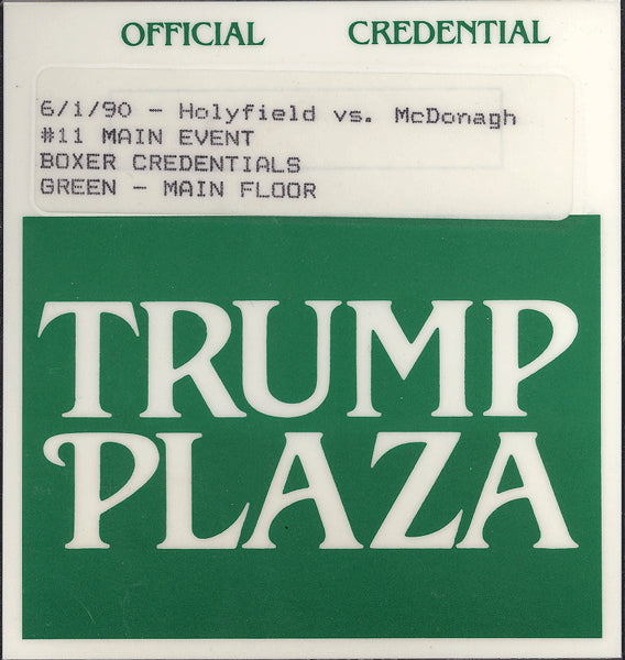 HOLYFIELD, EVANDER-SEAMUS MCDONAGH OFFICIAL CREDENTIAL (1990)