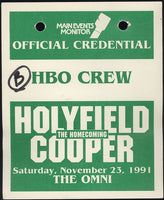 HOLYFIELD, EVANDER-BERT COOPER OFFICIAL CREDENTIAL (1991)