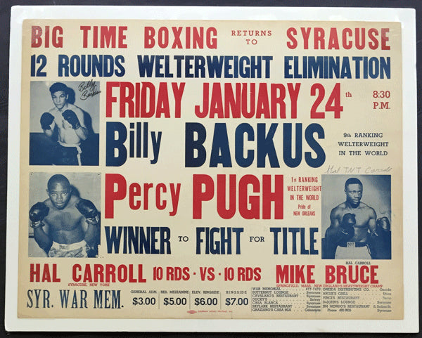 BACKUS, BILLY-PERCY PUGH ON SITE POSTER (1969-SIGNED BY BACKUS)