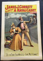 CORBETT, JAMES J. ORIGINAL PLAY POSTER (1895-A NAVAL CADET)