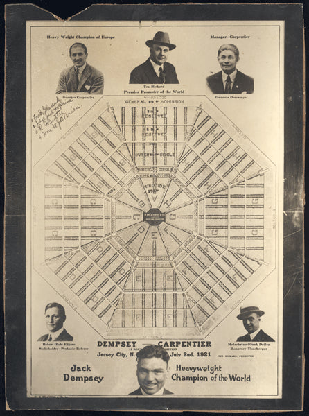 DEMPSEY, JACK-GEORGES CARPENTIER STADIUM ADVERTISEMENT (1921)