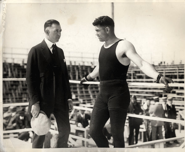 DEMPSEY, JACK & JACK KEARNS WIRE PHOTO (1921-DURING TRAINING FOR CARPENTIER)