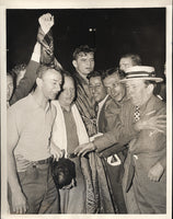 BRADDOCK, JIMMY WIRE PHOTO (CELEBRATING AFTER BEATING BAER-1935)