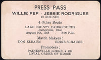 PEP, WILLIE-JESSE RODRIGUEZ PRESS PASS (1958)