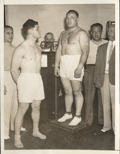 GALENTO, TONY-AL ETTORE WIRE PHOTO (1937-WEIGHING IN)