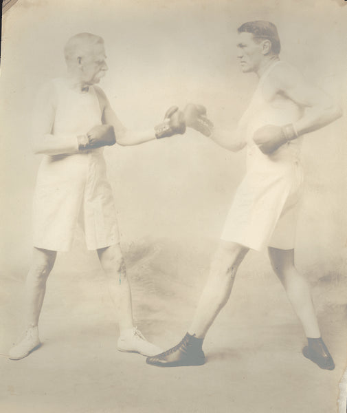 O'BRIEN, PHILADELPHIA JACK & KID BURRELL ORIGINAL ANTIQUE PHOTO (1917)