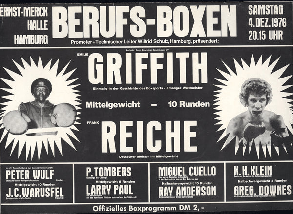 GRIFFITH, EMILE-FRANK REICHE OFFICIAL PROGRAM (1976)